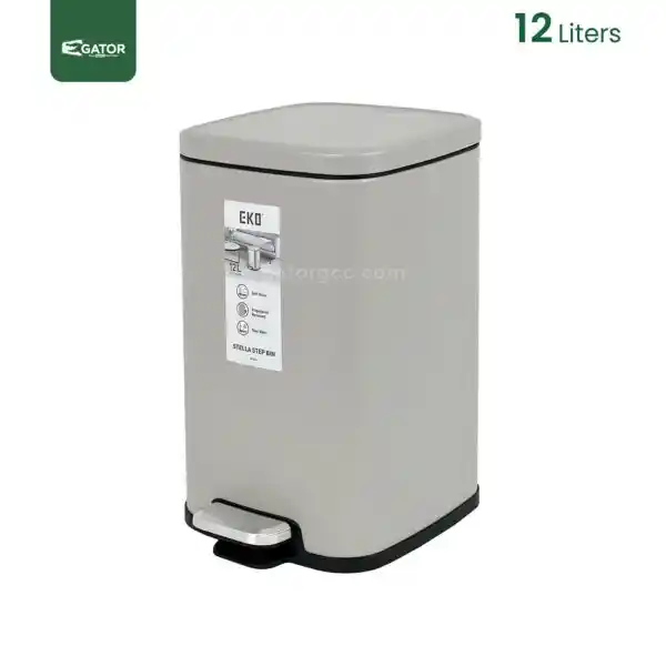 12 Litres Silver Steel Step Waste Bin Gator UAE SS93S-12