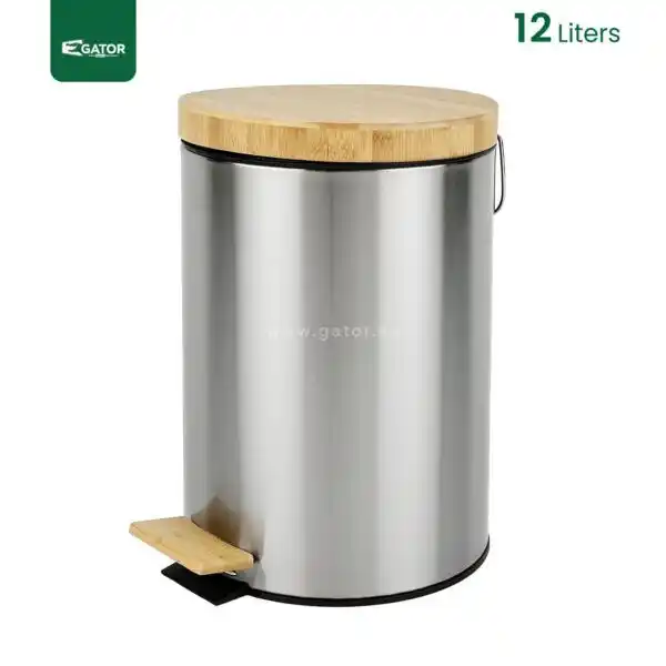 12 litres Silver Bamboo Top Trash Can Gator SS25S-12