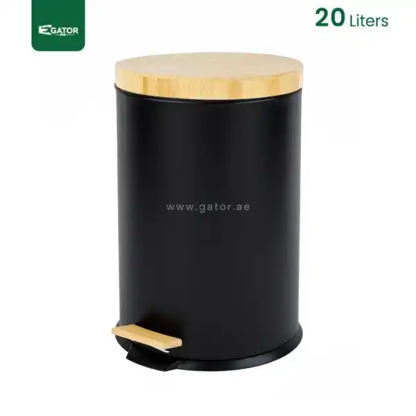 20 Litres Black Bamboo Top Trash Can Gator SS25K-20