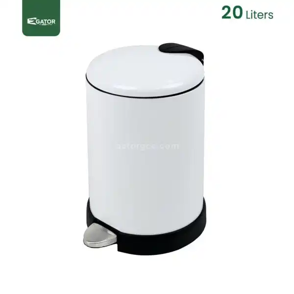 20 Litres White Pedal Waste Bin Gator SS11W-20