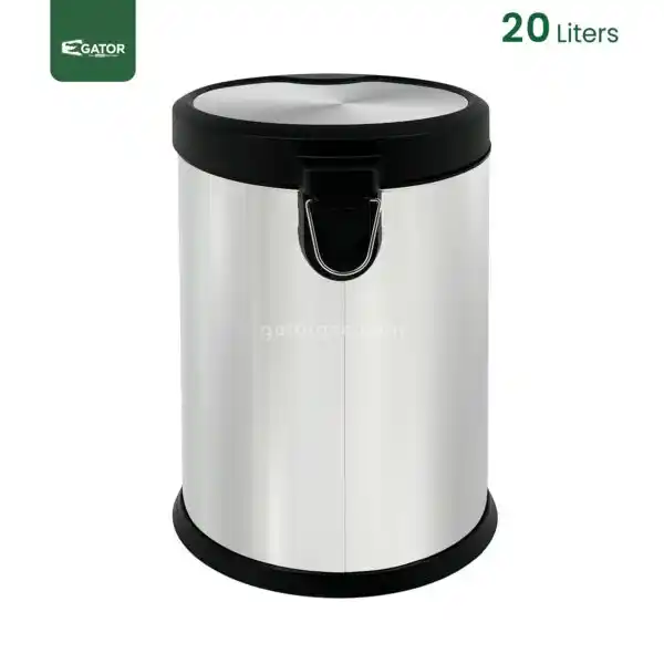 20 litres front view Silent Close Pedal Bin Gator SS07-20