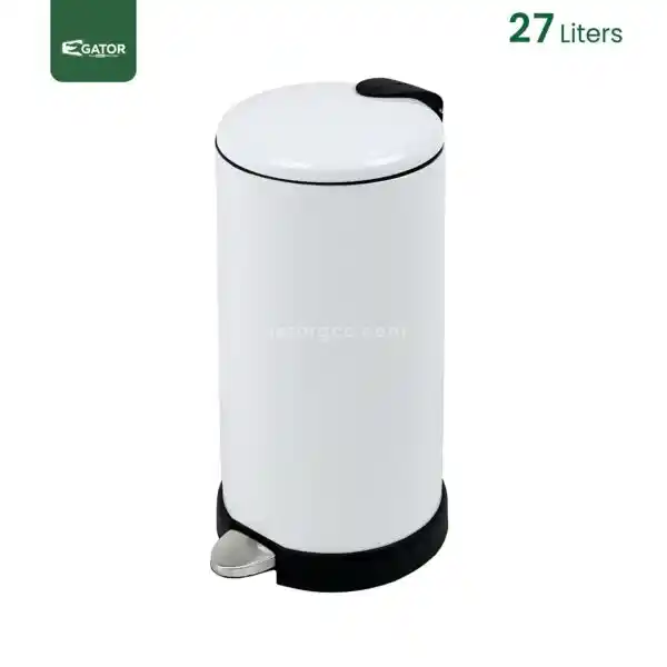 27 litres White Pedal Waste Bin Gator SS11W-27