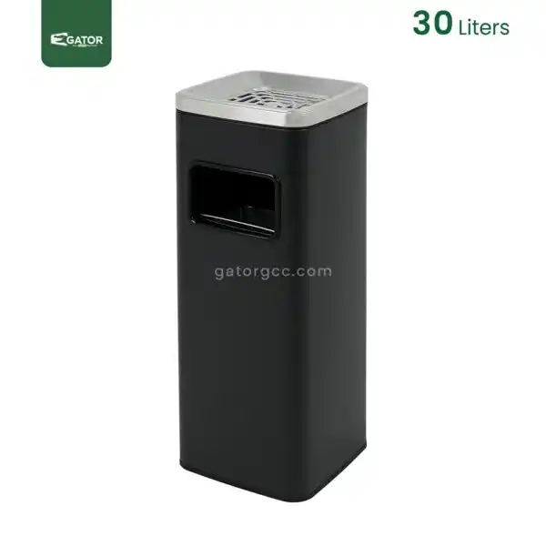30 Litres Black Square Ashtray Waste Bin Gator SS29K-30