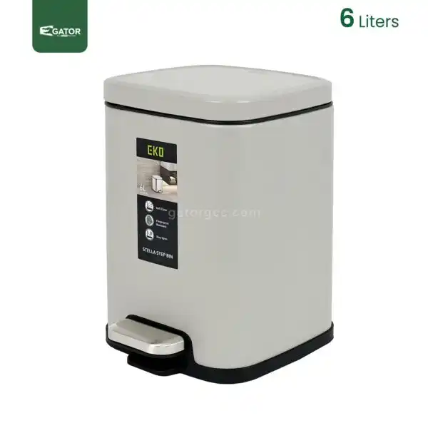 6 litres Silver Steel Step Waste Bin Gator UAE SS93S-6
