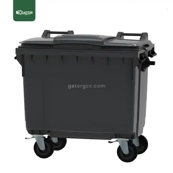 Black 1100 Liter Mobile Garbage Bin Gator UAE GC48K-1100