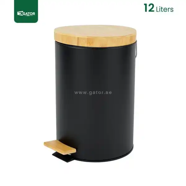 Black 12litres Bamboo Top Trash Can Gator SS25K-12