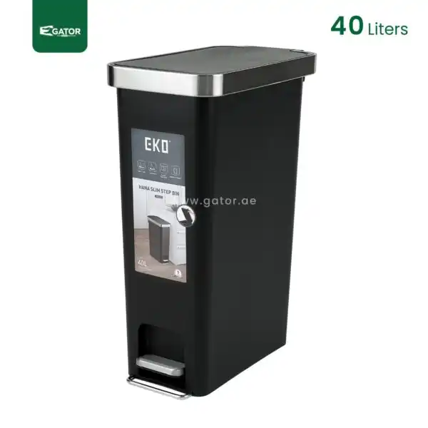 Black 40L Slim Step Bin Gator UAE EK02K