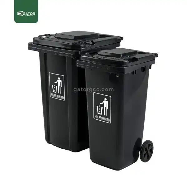 Black Heavy Duty Wheeled Waste Bin Gator UAE GC53K