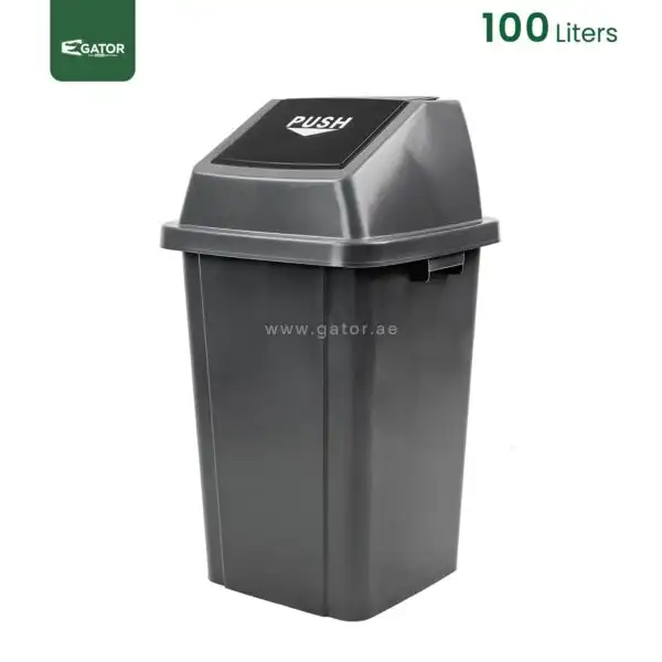 Black Push Lid Waste Bin Gator GC14K-100