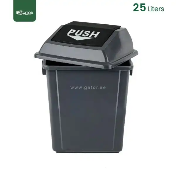 Black Push Lid Waste Bin Gator GC14K-25