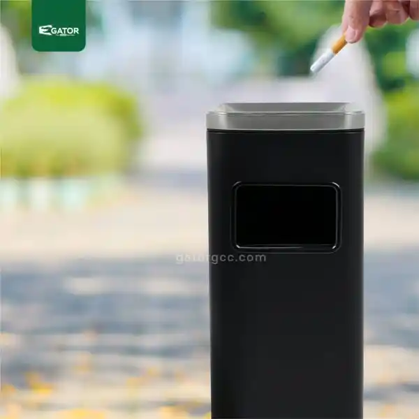Black live Square Ashtray Waste Bin Gator SS29K