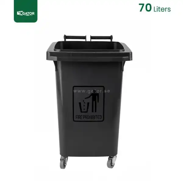 Black open 'Plastic Waste Bin with Wheels Gator GC10K-70