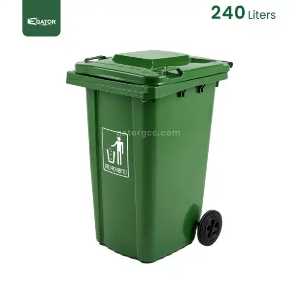 Green Heavy Duty Wheeled Waste Bin Gator UAE GC53G-240