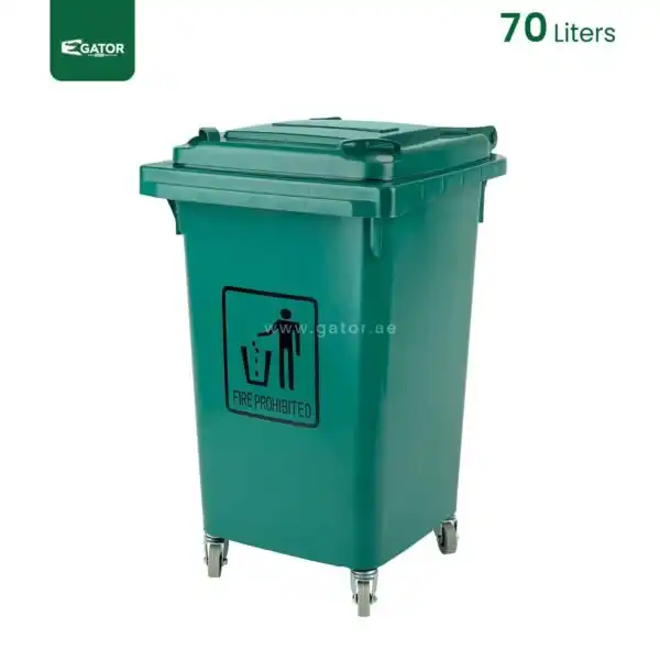 Green Plastic Waste Bin with Wheels Gator GC10G-70