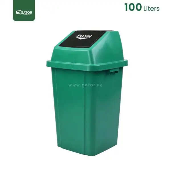 Green Push Lid Waste Bin Gator GC14G-100