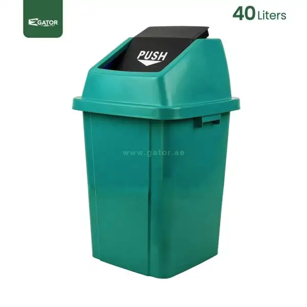 Green Push Lid Waste Bin Gator GC14G-40