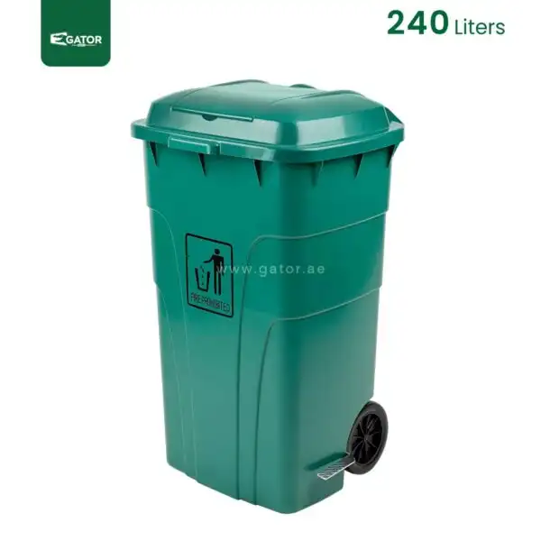 Green Wheeled Plastic Waste Bin Gator UAE GC01G - 240