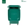 Green open Plastic Waste Bin with Wheels Gator GC10G-70