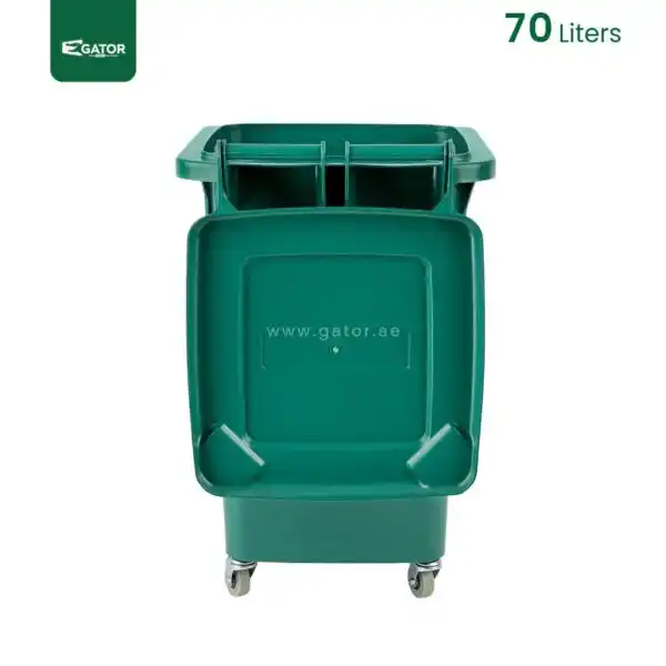 Green open Plastic Waste Bin with Wheels Gator GC10G-70