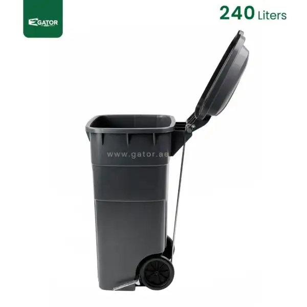 Grey Opened Wheeled Plastic Waste Bin Gator UAE GC01