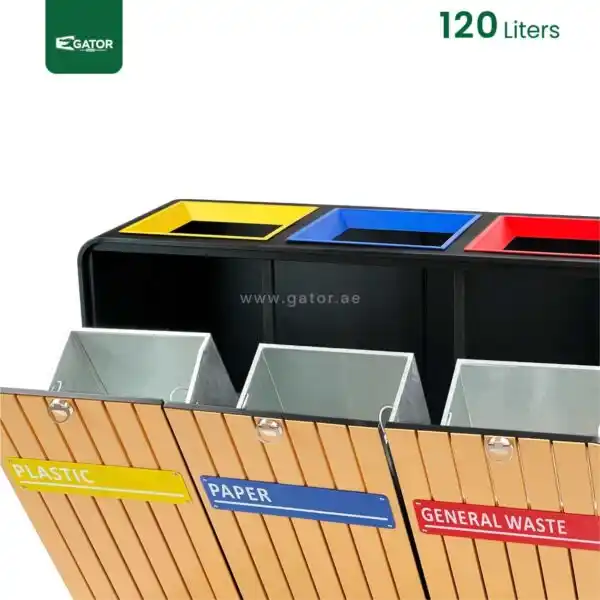 Inside Recycle Bin Steel Wood Gator UAE RB15