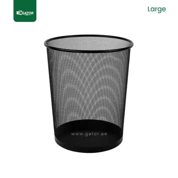 Large Black Metal Mesh Waste Bin Gator UAE GB03K-L