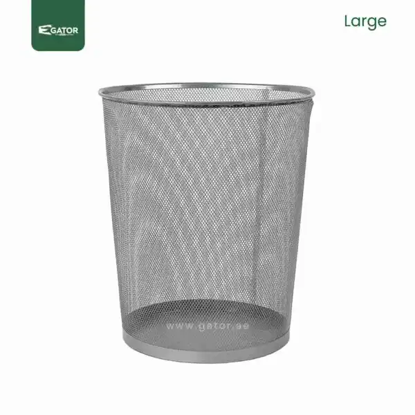 Large Silver Metal Mesh Waste Bin Gator UAE GB03S-L