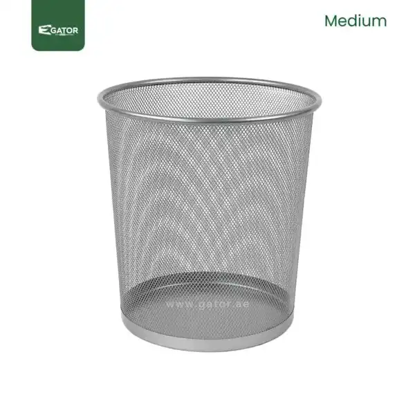 Medium Silver Metal Mesh Waste Bin Gator UAE GB03S-M