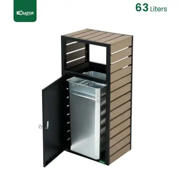 Open 63L Stainless Steel Outdoor Trash Bin Gator UAE RB28-63