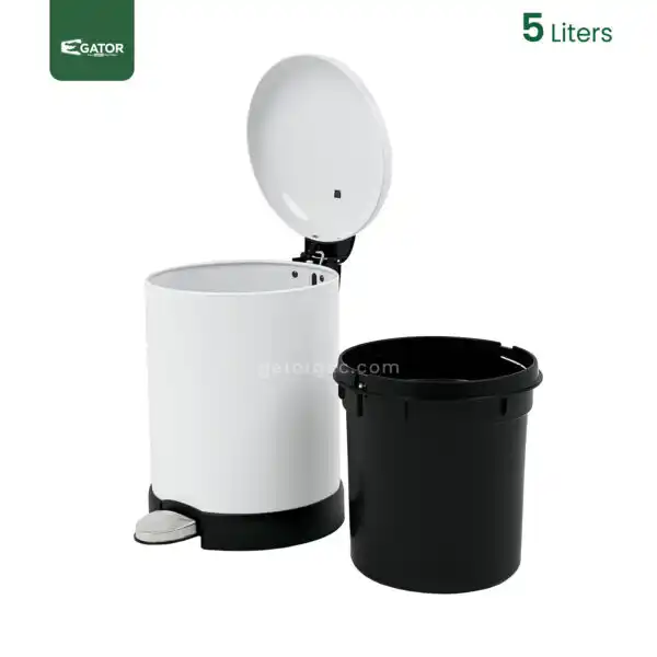 Open Details White Pedal Waste Bin Gator SS11W