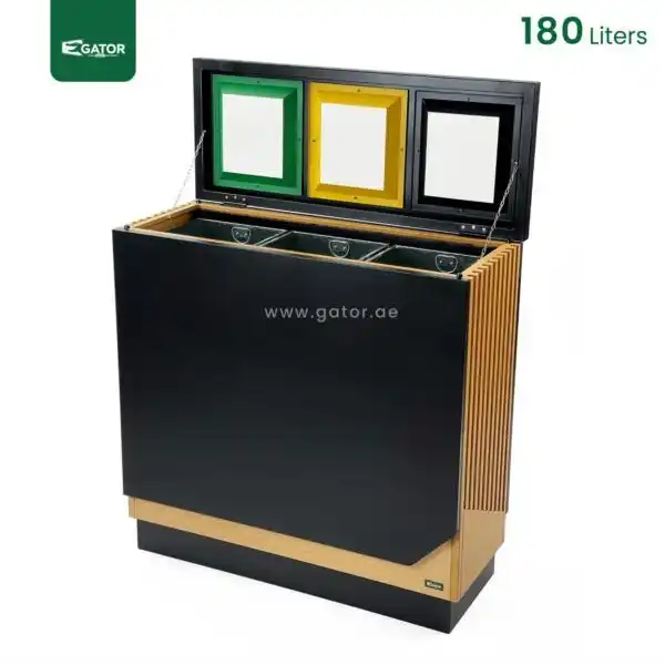 Open Stainless Steel Swing Top Recycle Bin 180L Gator RB33