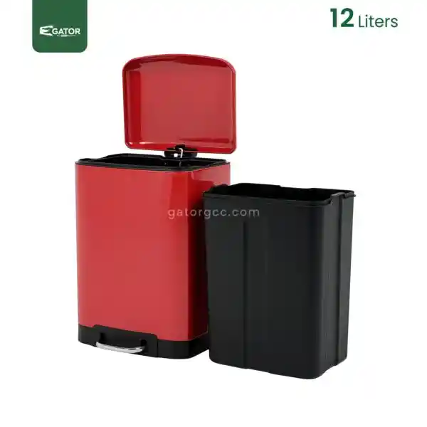 Open detail Red Powder Coated Pedal Bin Gator SS26R-12