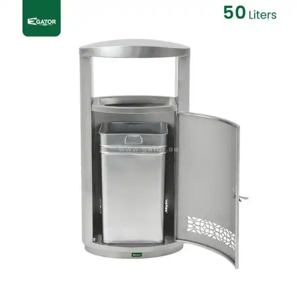 Open inside Curved Outdoor Recycling Bin Gator UAE RB35