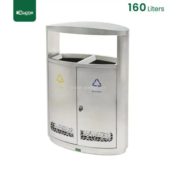 Outdoor Recycle Steel Trash Bin Gator UAE RB34-160