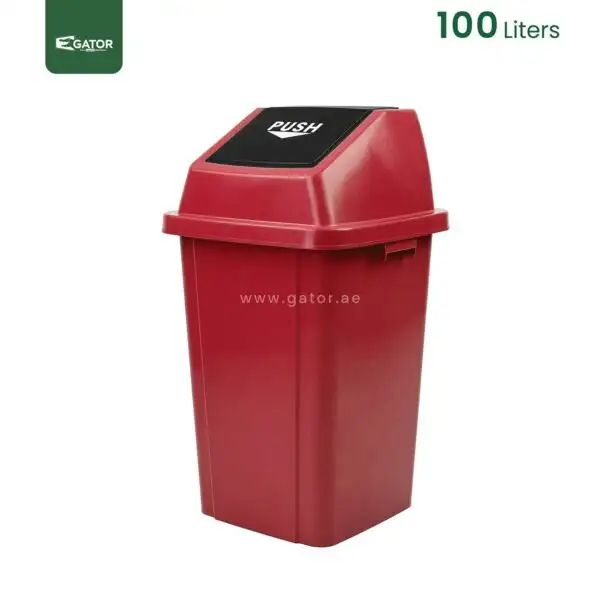 Red Push Lid Waste Bin Gator GC14R-100