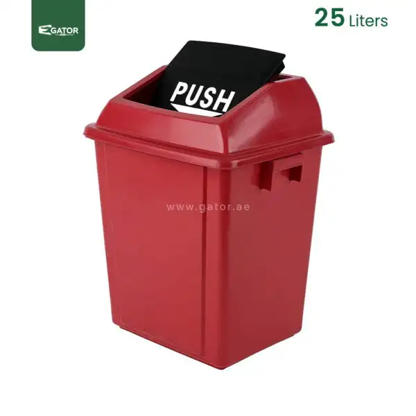 Red Push Lid Waste Bin Gator GC14R-25