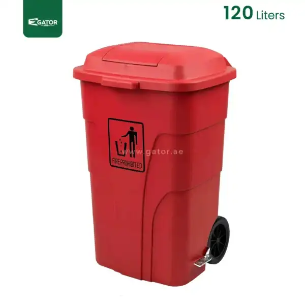 Red Wheeled Plastic Waste Bin Gator UAE GC01R