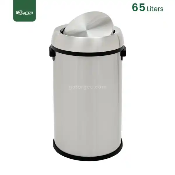 Side View Stainless Steel Swing Lid Bin Gator SS19-65