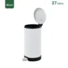 Side View White Pedal Waste Bin Gator SS11W