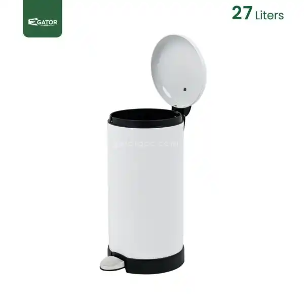 Side View White Pedal Waste Bin Gator SS11W