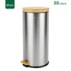 Silver 30 litres Bamboo Top Trash Can Gator SS25S-30