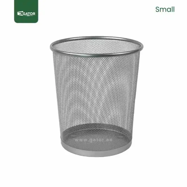 Small Silver Metal Mesh Waste Bin Gator UAE GB03S-S