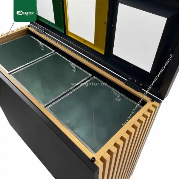 Top View Stainless Steel Swing Top Recycle Bin 180L Gator RB33
