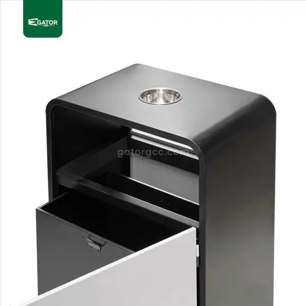 Top View Stainless Steel Trash Bin with Ashtray Gator UAE RB11