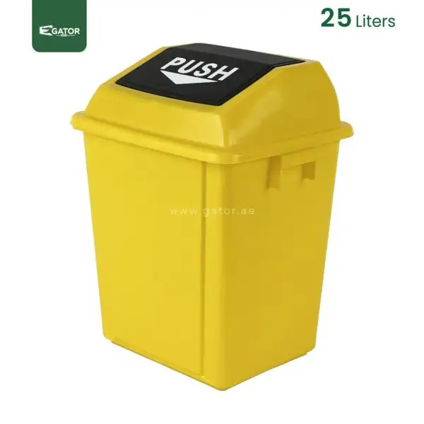 Yellow Push Lid Waste Bin Gator GC14Y-25