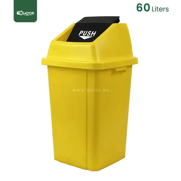 Yellow Push Lid Waste Bin Gator GC14Y-60