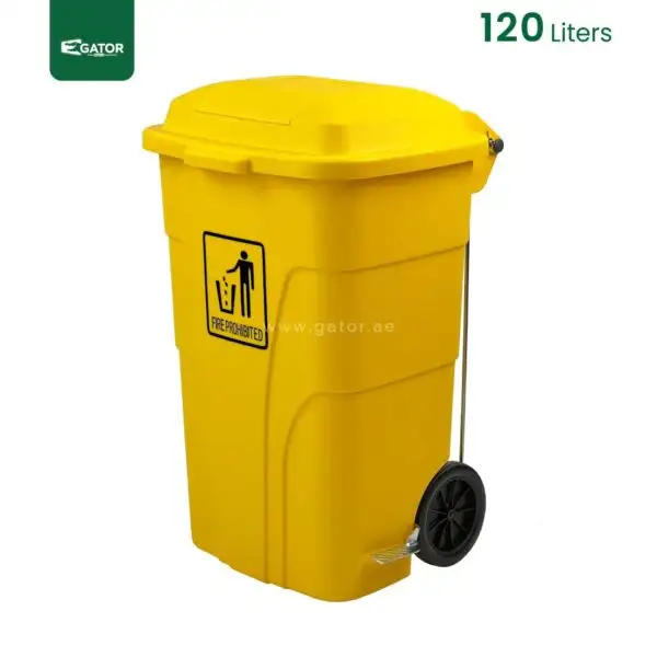 Yellow Wheeled Plastic Waste Bin Gator UAE GC01Y