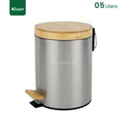 Stainless Steel Step Trash Can with Bamboo Top