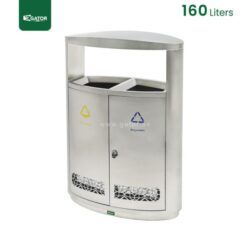 Outdoor Recycle Steel Trash bin 80+80 Liter| Dual-Compartment