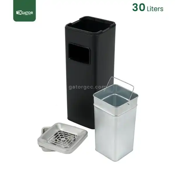 inside Square Ashtray Waste Bin Gator SS29K-30